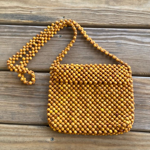 Magid Handbags - Magid Wood Beaded Boho Hippie Retro Shoulder Bag Crossbody Purse